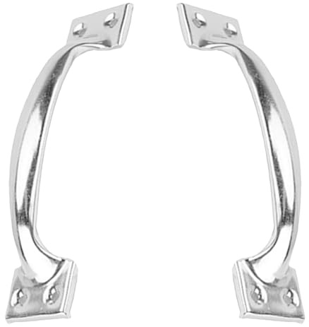 VINTORKY Poignée de Portail Argentée en Acier Inoxydable, Lot de 2 | Prise Stable et Confortable, Installation Facile, Style Rétro, pour Porte et Portail, 150mm