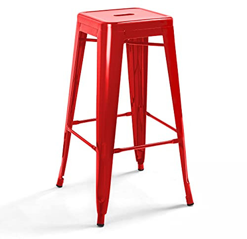 Oviala Barhocker, Metall, glänzend, Rot