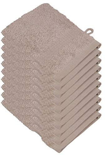 Miamar Lot de 10 Gant de Toilette 15 x 21 cm Absorbant Doux en 15 Couleurs Disponibles 500g/m² 100% Coton Öko-Tex Sable
