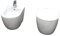 COPPIA SANITARI SOSPESI VASO CON COPRIVASO SOFT-CLOSE + BIDET SERIE TONDA CURVA TECNICA E FISSAGGI INCLUSI