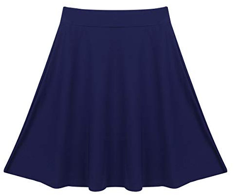 TiaoBug Damen Mädchen Ballett Midi Rock Knielang Einfarbig A-Linie Faltenrock Plissee Rock für Kinder Tanzrock Ballettkleidung gr. 116-164 Marine Blau B 140