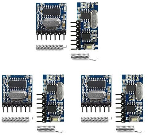 QIACHIP rx480e Radio 433mhz RF Transmitter Module Senza Fili Trasmettitore e Ricevitore Modulo Wireless 4 Canali con Antenna per Telecomando Arduino