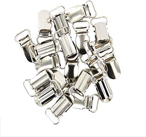 FSSTUD 20 Stück Metall Hosenträger Clips Schnuller Clips Schnullerkettenclips Strumpfhalter Clips 15mm