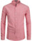 PARKLEES Mens Hipster Design Grandad Collar Oxford Shirt Slim Fit Long Sleeve Casual Button Down Dress Shirts with Pocket Red XXL