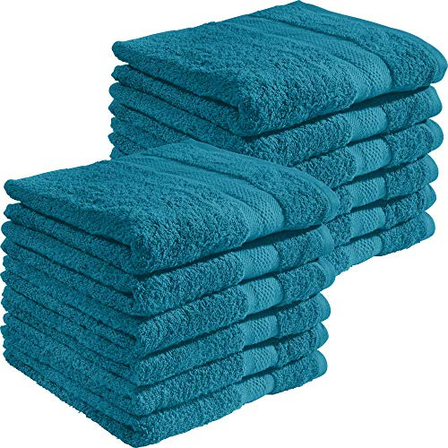 REDBEST Handtuchset, Frottierset 12er-Pack Chicago Petrol Größe 50x80 cm - saugstark, strapazierfähig, ideal für Reisen, Sport (weitere Farben)