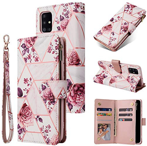 UEEBAI Coque pour iPhone 11 6.1 inch, Etui en Cuir PU Portefeuille Rétro Antichoc Flip Case Housse avec Fentes de Cartes Fonction Support, Fermeture Magnétique - Rose Gold
