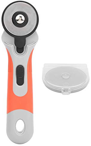 Cutter rotatif, Cutter à roulettes HSS portable avec 10 lames rondes de 1,8, outil de couture Outil de coupe rotatif pour tissu tissu coton cuir papier, avec poignée antidérapante