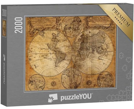 puzzleYOU: Puzzle 2000 Teile „Alte Weltkarte aus dem Jahr 1746, vergilbtes Papier“ – aus der Puzzle-Kollektion Vintage