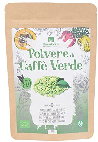 Erbavoglio Polvere di Caffè Verde Bio - 100 g - Alimento biologico - Ricco di antiossidanti, stimola il metabolismo e aiuta a mantenere alta l'energia in modo naturale.