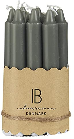 IB Laursen dünne Kerzen Stabkerzen im Set 10-er Pack Kerzen versch. Farben H10 x 1,3cm Brenndauer 1,5 Std. (Dunkelgrau)