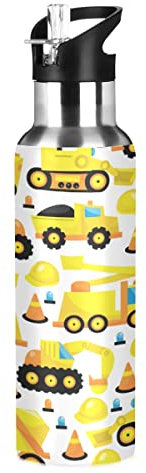 Gourde Bouteille d'eau isotherme en acier inoxydable avec large poignée Jaune