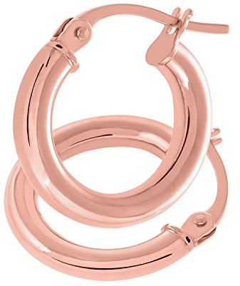 9ct Rose Gold Women’s Earrings – Thick Round Circle Hoop Earrings - by Elegano
