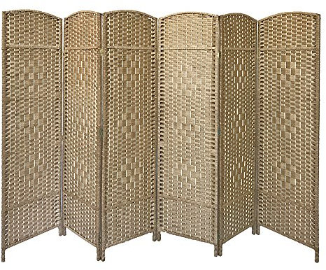 6 Panel Folding Room Divider Freestanding Screen Privacy Hand Made Wall Divider (6panel-Natural)