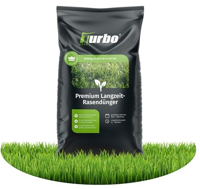 Frühjahr Premium Rasendünger Turbogrün, 25kg für 830m², Dünger gegen Moos, Ideal im Frühjahr, geeignet für Streuwagen, staubarmes Granulat, Rasen dünger