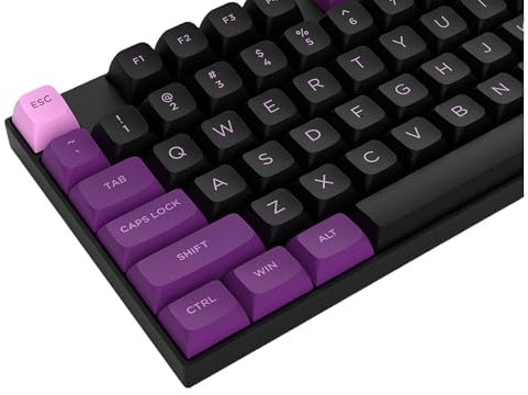 Dagaladoo Womier Double Shot PBT Keycaps, Custom Keyboard Keycaps, Black/Purple, ISA Profile for MX Switches (189 Keys)