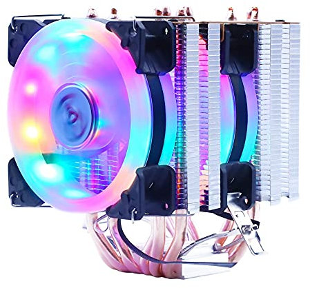 Computer Heizkörper 6 Heatpipes RGB CPU Cooler Quiet Cooler Bracket Heat Sinkmaterial Kupfer Aluminum (Color : 2FANS-Ring-RGB Size : 4PIN)