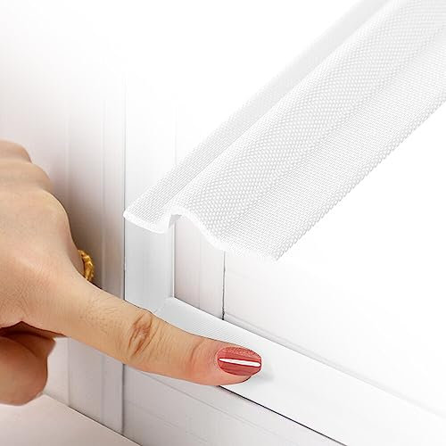 XPJBKC Abdichtung Fenster, Fenster Abdichten Winter, Fensterdichtung Selbstklebend, Fenster Isolierung Zugluftstopper, Schaumstoffband Abdichtung Fenster, Fensterdichtungen Flügelfalzdichtung,Weiß,5M
