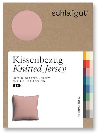 schlafgut Knitted Jersey Kissenbezug 80x80 cm Purple Mid Uni weicher Premium Kopfkissenbezug einzeln, faltenfrei mit Elasthan
