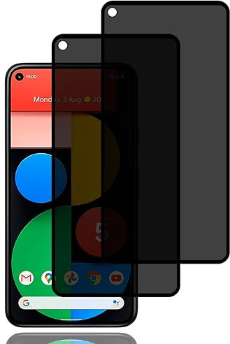 Sichtschutz Schutzfolie für Google Pixel 5 [2 Stück], Privacy Schutzfolie, Privacy Schutzglas, 9H Härte, Kratzfest, Anti-Fingerprint, Blasenfrei, Anti Spy Displayschutzfoli für Google Pixel 5 5G