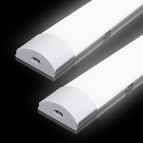 Jopassy Feuchtraumleuchte LED 2x 60cm Neutralweiß IP65 Wasserfest feuchtraumlampe Werkstattlampe leuchtstofflampe Wannenleuchte lampe feuchtraum Leuchte für Garage Keller Bad Büro Warenhaus