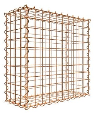 Gabion rouillé 50 cm x 50 cm x 20 cm (L x H x P), maille 5 cm x 5 cm, spirale