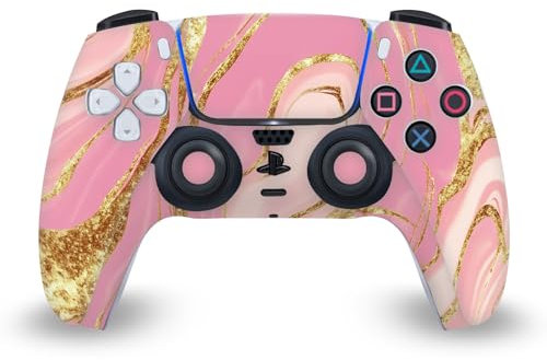 Head Case Designs Rosa Und Gold Marmor Vinyl Frontplatte Haut Gaming Aufkleber Abziehbild Abdeckung kompatibel mit Sony PlayStation 5 PS5 DualSense Controller