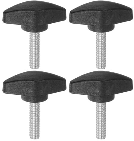 sourcing map 4pcs Tee Wing Knobs Thumb Screws M6 x 25mm Standard Male Thread Plastic T Knobs Handles Hand Clamping Thumbscrew, Black