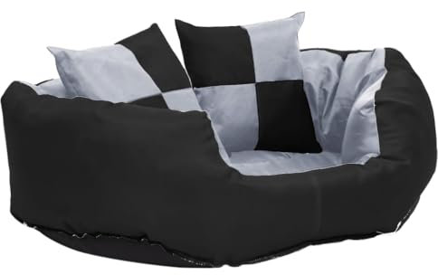 vidaXL Hundekissen Wendbar Waschbar Grau Schwarz 65x50x20cm Hundebett Hund