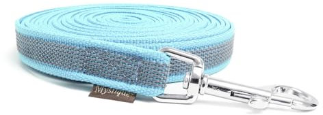 Mystique® Gummierte Schleppleine 20mm ohne Handschlaufe Standard Karabiner hellblau 10m