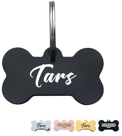 Personalised Dog Tags for Pets Engraved UK Dog Tag ID Tags for Dog Double-Sided Engraved Stainless Steel Dog Tag ID Name Tag for Cat Puppy Pet Collar Dog Name Tags(Black, Bone,S)