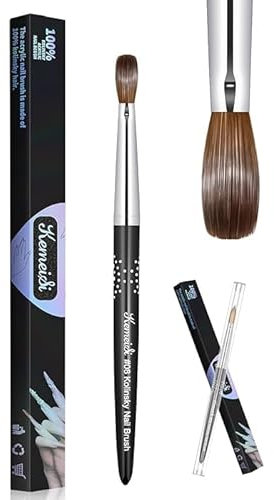 Generic Kolinsky Acrylic Nail Brush KEMEISI 3D Pure Handmade Nail Brushes For Acrylic Application Professional Nail Art Brush (Size 10)