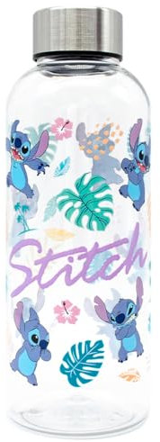 ms móvil shop Botella Reutilizable Varios Stitch con hojas, de Agua 850ml para Niños Reutilizable con Tapón de Plástico Producto Oficial