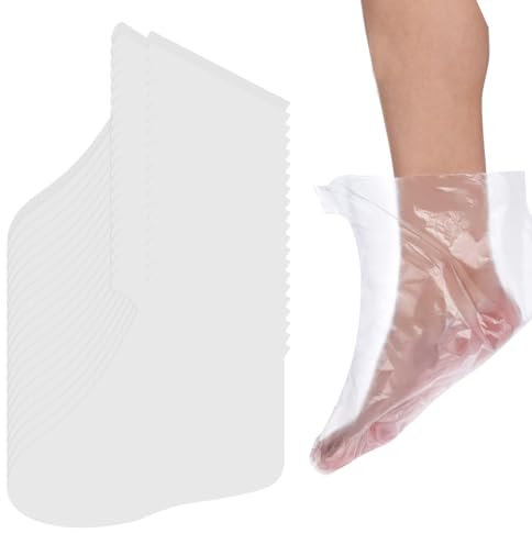 WeddHuis 200 calzini usa e getta in plastica per pedicure piedi, cera paraffina trattamento termale, fodere da bagno in cera paraffina per piedi, calzini trasparenti