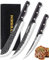 Naitesen Juego de 3 cuchillos de carnicero profesionales de punta redonda, cuchillo para deshuesar, cuchillo forjado a mano, color negro