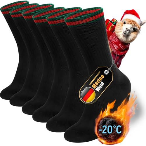 kaciixaa Merino Wollesocken Thermosocken Wandersocken Herren & Damen Winter Outdoor Warme Socken Trekkingsocken,Merinowolle Sportsocken Laufsocken Sneakersocken[Schwarz&Rot&Grün,S]