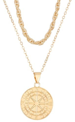 JEYORZY Kompass Kette Damen,Premium Halskette Damen mit Kompass Anhänger aus Edelstahl Gold jewelry,kette gold damen