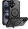 VENINGO for iPhone 16 Case, Compatible with Mag Safe Invisible Stand Matte Translucent Shockproof 360 Protective Magnetic Slim Case for iPhone 16, Black