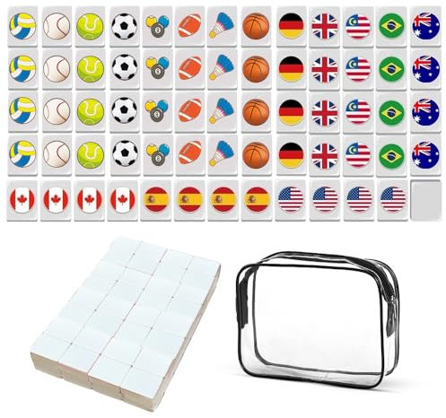 KBIBCK Seaside Escape Game Blocks Mahjong Sets, 65 Tiles Seaside Escape Board Games, Mini Mahjong Set, Flags & Balls Pattern Mahjong Game, Beachside Board Games, Family Board Games for Kids and Adults