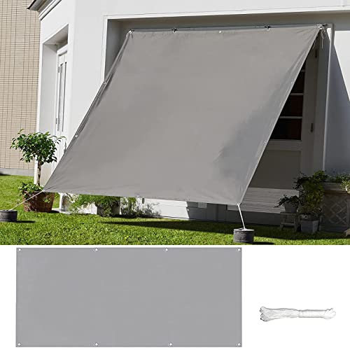Tenda da sole 5 x 6 m, resistente all'acqua, protezione UV, vele ombreggianti con corda inclusa, per esterni, patio, cortile, balcone, giardino, grigio chiaro