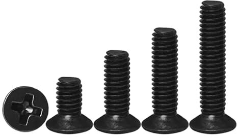 Generisch 50/100 Stück M1 M1,2 M1,4 M1,6 m1,7 M2 M2,5 kleine kleine schwarze Stahl-Kreuz-Flachkopf-Senkkopfschraube(10mm,M2.0 (50pcs))