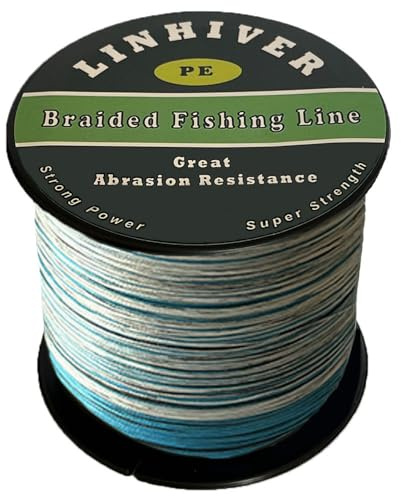 LinHiver filo da pesca intrecciato, forte forza, grande resistenza all'abrasione, diametro sottile, nessun allungamento, bassa memoria e alta sensibilità (300m,20LB,camo, 4 volte)