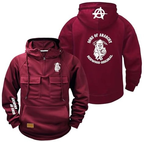 FBWZSAG Bedruckter Kapuzenpullover Für Herren Für A.NA.rc.h.y S.on.s Komfortjacken Sportbekleidung Mit Halbem Reißverschluss Kapuzenpullover Langarmshirts Kapuzenpullover-JHS||3XL