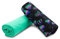 VmG-Store Jerseystoff Set farblich abgestimmt Design + Uni je 0,5mx1,5m 95% Baumwollstoff 5% Elasthan Tex Standard 100 (Neon Herzen auf Schwarz + Green Set01)
