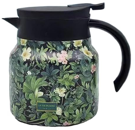 Streysisl Insulated Coffee Pot - Vintage Flower Pattern Beverage Dispenser Coffee Pot | 33.8 Oz Beverage Dispenser with Tea Infuser and Strainer for Cold Tea, Water, and Coffee