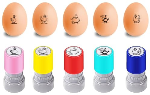 AHANDMAKER 5 Stile Kunststoff Stempel Cartoon Hühnermotive DIY Ei Zeichnung Ideal Zum Eierbemalen und Kunsthandwerk Bauernhof Dekoration Geschenk