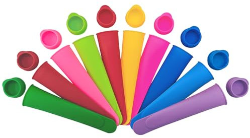 Janety 10 Stück Eisformen Silikon, mit Deckel Eis am Stiel Formen, Ice Pop Maker wiederverwendbar, Wassereis Formen Popsicle,BPA frei Wassereisfolie Eis am Stiel für DIY Sommer Eis