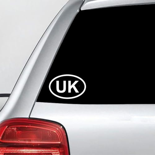 UK Oval Car Sticker for Europe Self-Adhesive Vinyl Decal for Number Plate or Rear Window Road Legal Travel Sign 2Packs(White)