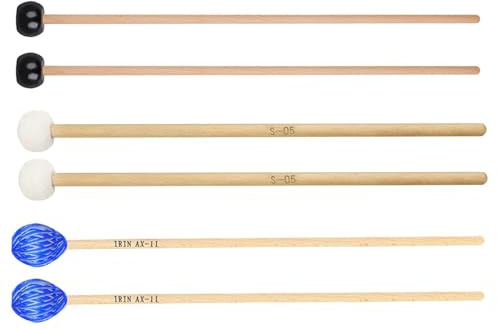 Harilla 6 Baquetas de Percusión, Mazos de Batería, Mango Portátil Multifuncional para Xilófono, Marimba Y Otros Instrumentos Musicales.