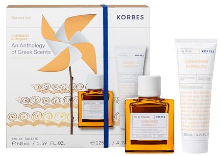 KORRES Cashmere Kumquat Fragrance Set for Women, Gift Set of EDT 50 ml & Body Milk 125 ml in Oriental, Sweet, Warm Fragrance, Value Set, Vegan