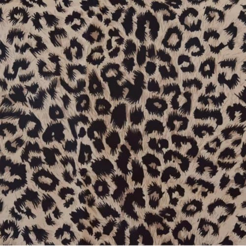 Vayliro 2m Stoff Breit 150cm Leopardenmuster Stoff,Stoff aus Stretch,Bastelstoffe Dekostoff Meterware Bedruckte Stoffe Polyester Bekleidungsstoff für DIY Nähen Handwerk Kleidungsdekoration,Braun